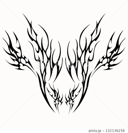 Abstract neo tribal element. Set of neo tribal shape. Aesthetic y2k cyber gothic style. Vector illustration. Abstract neo tribal element. Set of neo tribal shape. Aesthetic y2k cyber gothic style. Vector illustration. 132136256