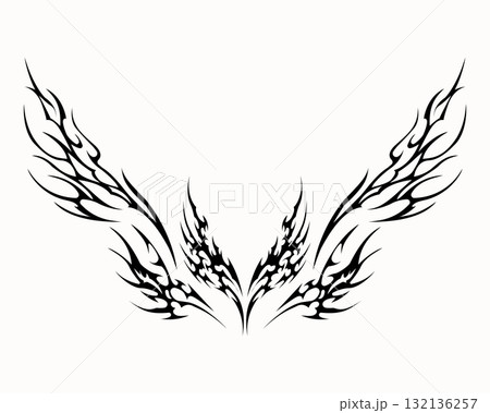 Abstract neo tribal element. Set of neo tribal shape. Aesthetic y2k cyber gothic style. Vector illustration. 132136257