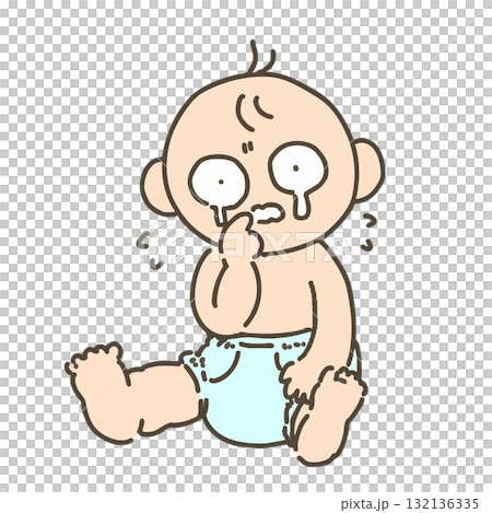 手繪插圖:穿著尿布哭鬧的嬰兒 手繪插圖:穿著尿布哭鬧的嬰兒 132136335