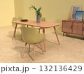 シンプルなリビングルーム、ダイニングルームのフォトリアル3Dイラスト,インテリア設計 132136429