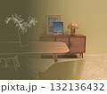 シンプルなリビングルーム、ダイニングルームのフォトリアル3Dイラスト,インテリア設計 132136432