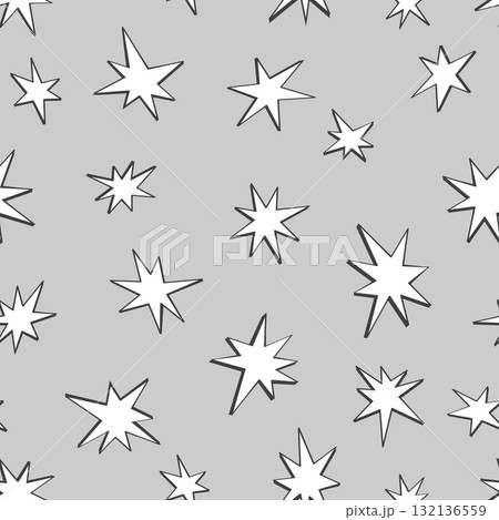 Doodle geometric hand drawn stars seamless pattern. Vector background 132136559