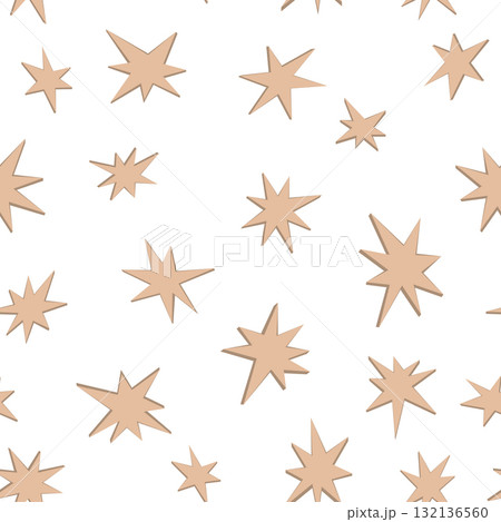 Doodle cartoon geometric hand drawn stars seamless pattern. Vector background. 132136560
