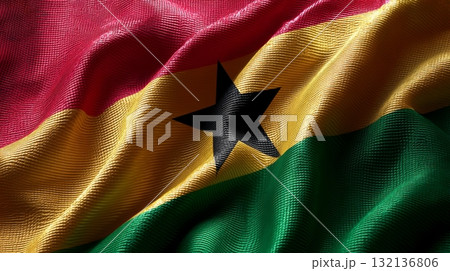 Celebrating Lithuanias independence day with the national flag waving proudly against a clear blue sky 132136806