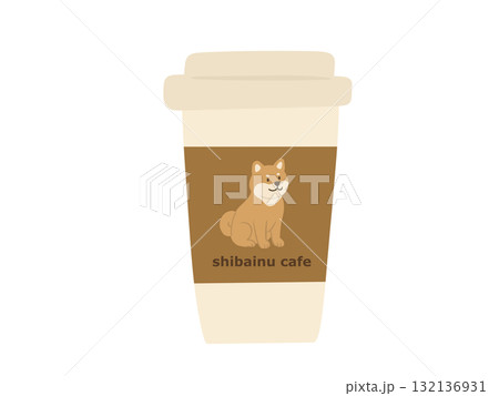 (架空の)shibainu cafeのカップ、柴犬カフェ、コーヒーの入ったカップのイラスト (架空の)shibainu cafeのカップ、柴犬カフェ、コーヒーの入ったカップのイラスト 132136931