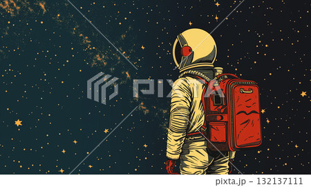 astronaut in spacesuit and with baggage suitcase, space exploration and discovery concept, travel and journeys astronaut in spacesuit and with baggage suitcase, space exploration and discovery concept, travel and journeys 132137111