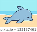 Sad cartoon beached dolphin drawing 132137461