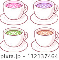 Pink, purple, matcha latte cups set 132137464