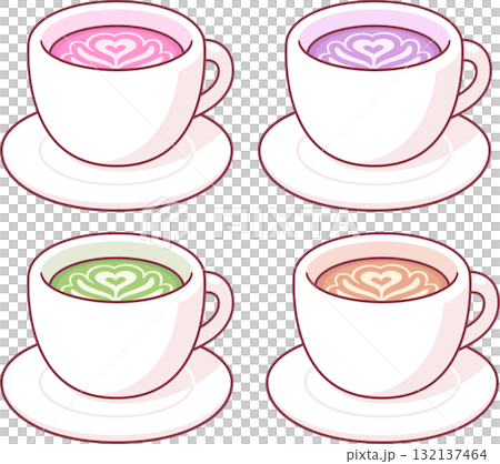 Pink, purple, matcha latte cups set Pink, purple, matcha latte cups set 132137464