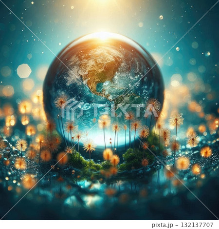 Earth Day theme in Nature with Generative AI. 132137707