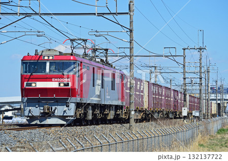 東北本線　栗橋ー東鷲宮　JR貨物　EH500-66（仙台） 132137722