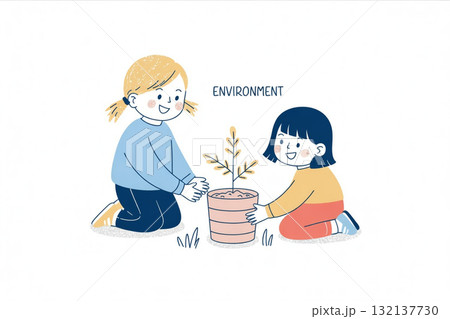環境教育に取り組む子どもたち 132137730