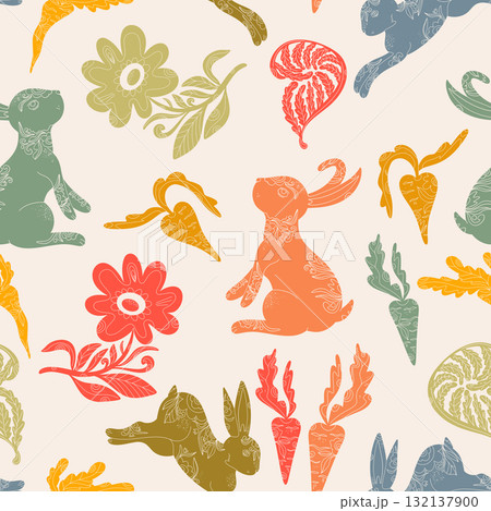 seamless pattern with fish, corals and waves 132137900