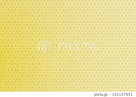 キラキラ輝く繊細な淡金色の模様に麻の葉柄を重ねた背景画像6 132137951