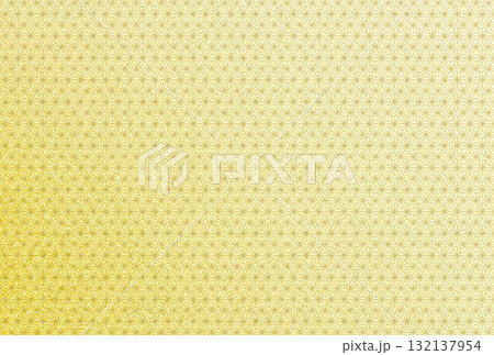 キラキラ輝く繊細な淡金色の模様に麻の葉柄を重ねた背景画像9 132137954