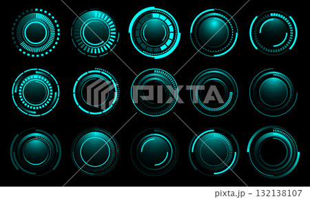 Set of sci fi blue circle user interface elements technology futuristic design modern creative on black background vector Set of sci fi blue circle user interface elements technology futuristic design modern creative on black background vector 132138107