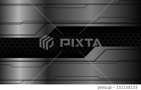 Abstract metallic dark circle mesh black shadow geometirc design modern futuristic technology background vector 132138133