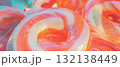 Bright lollipops swirl together in a delightful pattern, showcasing sweet treats' colors. 132138449