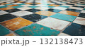 Ornate arabesque tiles showcase vibrant colors and intricate shapes for a stunning backdrop. 132138473