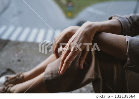 Relaxed Moment Overlooking City Street Relaxed Moment Overlooking City Street 132139664