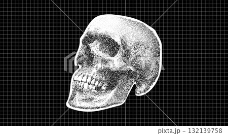 Skull Patch on Black Centimetre Paper Background. Halloween Gothic Design Element Skull Patch on Black Centimetre Paper Background. Halloween Gothic Design Element 132139758