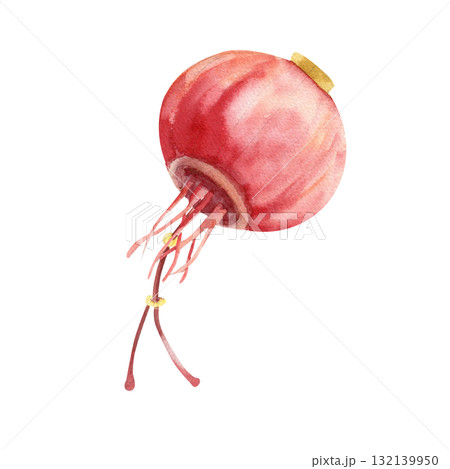 Chinese red lantern watercolor illustration. Hand drawn isolated traditional Spring festive light, Asian new year home decoration clipart for sticker,poster, card design Chinese red lantern watercolor illustration. Hand drawn isolated traditional Spring festive light, Asian new year home decoration clipart for sticker,poster, card design 132139950