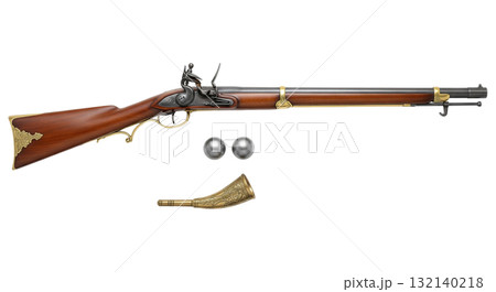 This mid century brown bess flintlock rifle showcases a long dark steel barrel with a bayonet lug, presenting fine craftsmanship and historical details in a striking way. This mid century brown bess flintlock rifle showcases a long dark steel barrel with a bayonet lug, presenting fine craftsmanship and historical details in a striking way. 132140218