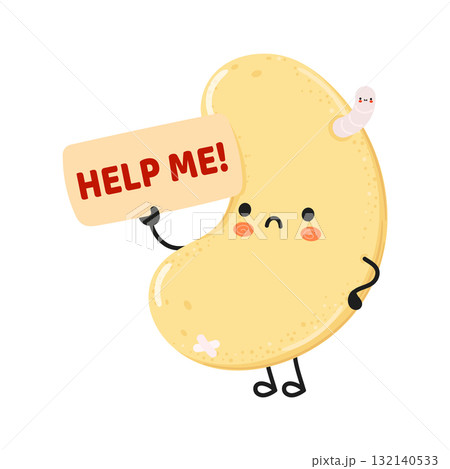 Cashew nut character asking for help with worm 132140533