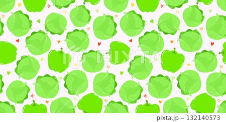 Green cabbage and bell pepper vegetables pattern 132140573