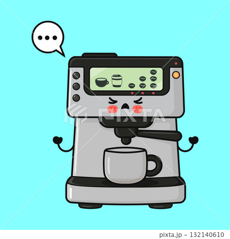 Angry coffee machine needing service illustration Angry coffee machine needing service illustration 132140610