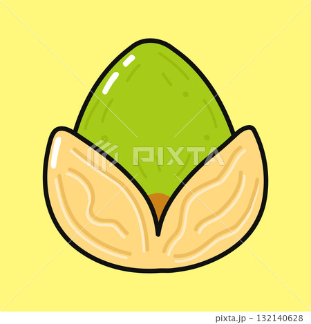Pistachio nut cartoon character food icon Pistachio nut cartoon character food icon 132140628