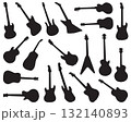 Black silhouettes of guitars on a white background 132140893