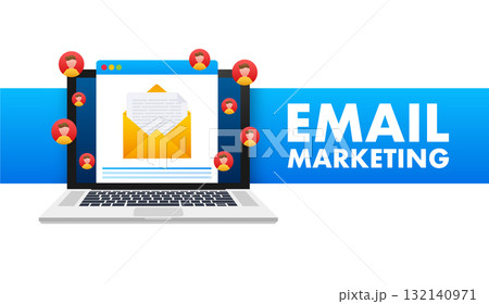 Email marketing campaign concept with target audience on laptop 132140971