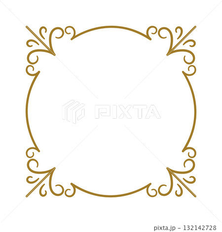 Round classic filigree golden frameのイラスト素材 [132142728] - PIXTA