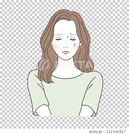 悲傷的女人哭泣的插圖 132142817