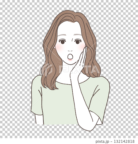 一位女士帶著驚訝的表情的插圖 132142818