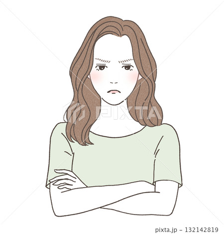 腕組みをして怒る女性のイラスト 腕組みをして怒る女性のイラスト 132142819