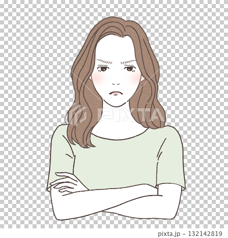 雙臂交叉生氣的女人的插圖 雙臂交叉生氣的女人的插圖 132142819