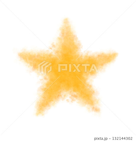 Single fluffy or smoke orange star with soft glowing texture on transparent background, isolated festive and atmospheric star illustration 132144302