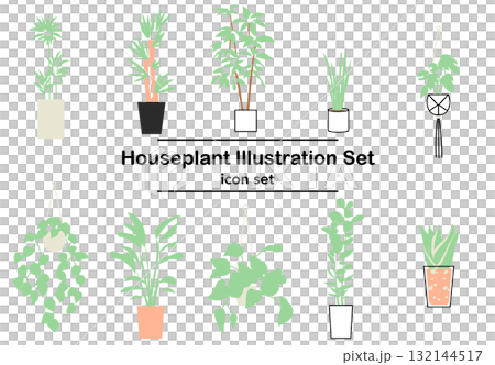 Stock Illustration: Houseplant vector icon set 132144517