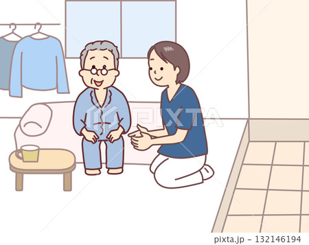 独り人暮らしの高齢者を訪問看護と介助 132146194