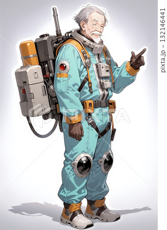 宇宙服風の老人男性 宇宙服風の老人男性 132146441
