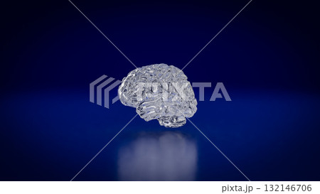 The Crystal Brain on Dark blue background for Sci or Medical concept 3d Rendering. 132146706