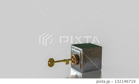The Safe deposit box and Key for Earn or Business concept 3d Rendering. The Safe deposit box and Key for Earn or Business concept 3d Rendering. 132146719