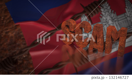 The Scam and Cambodia flag  for Background 3d Rendering. 132146727