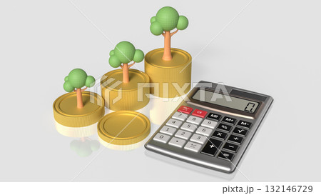 The Tree and coins for Earn or Business concept 3d Rendering. 132146729