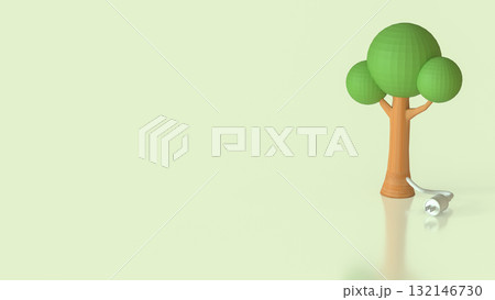 The Tree and electric plug for Energy or eco concept 3d rendering. 132146730
