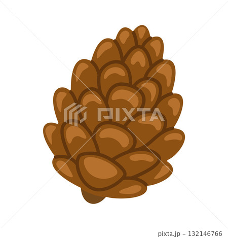 Cute brown pine cone. Hand drawn trendy flat style isolated. Cute brown pine cone. Hand drawn trendy flat style isolated. 132146766