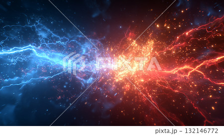 稲妻が走るダイナミックなエネルギー（エンタメ、ビジネス・競争・課題、音楽、デザイン、医学） 132146772