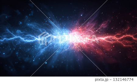 稲妻が走るダイナミックなエネルギー（エンタメ、ビジネス・競争・課題、音楽、デザイン、医学） 132146774
